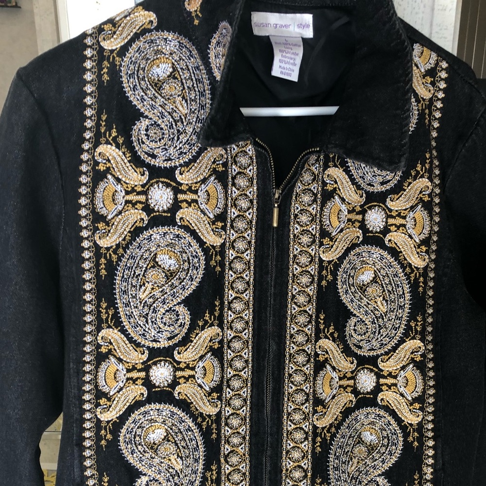 Susan Graver embroidered  denim jacket